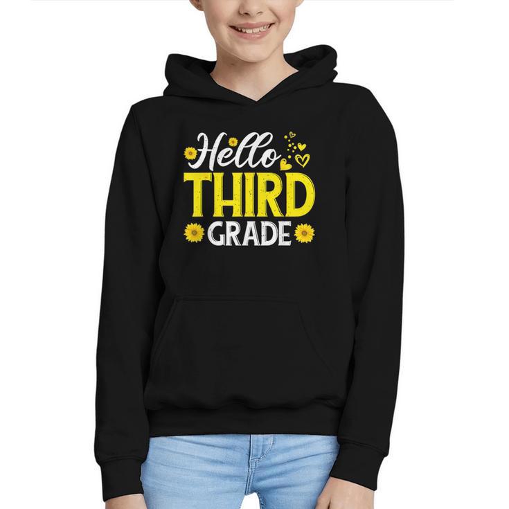 Hello Third Grade Sunflower 3rd Grade Vibes Back To School Graphic Youth Hoodie