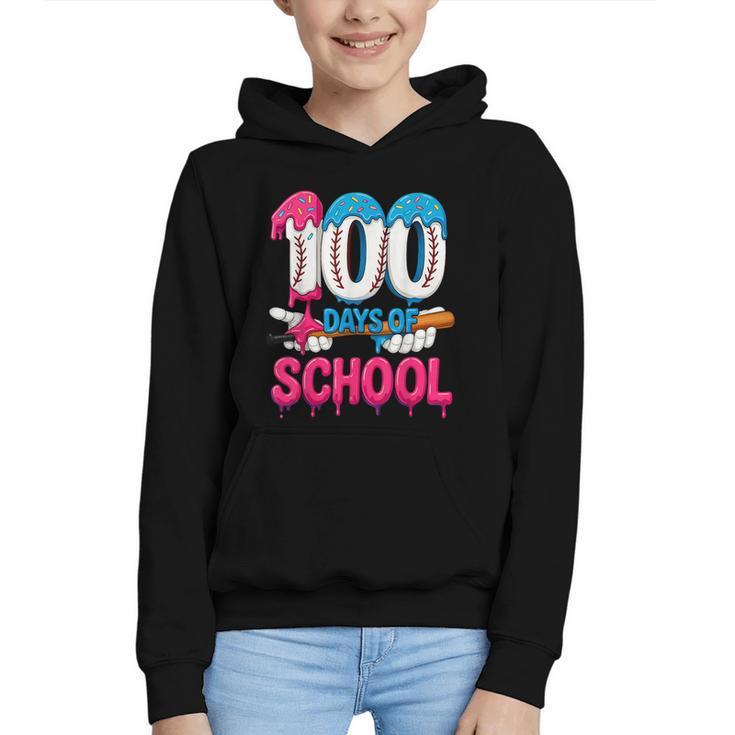 HUGvyn 100 Days Of School Baseball Ice Cream Teacher Student Graphic Youth Hoodie