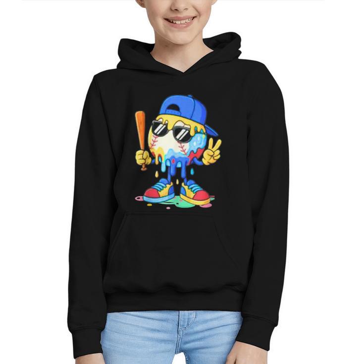 Ice Cream Baseball Drip Spots Sprinkle For Boys Youth Kids Graphic Youth Hoodie