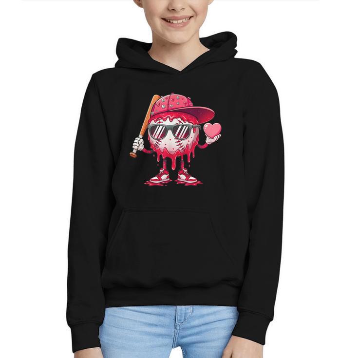Ice Cream Drip Baseball Valentine's Day Spots Baseball Drip Graphic Youth Hoodie