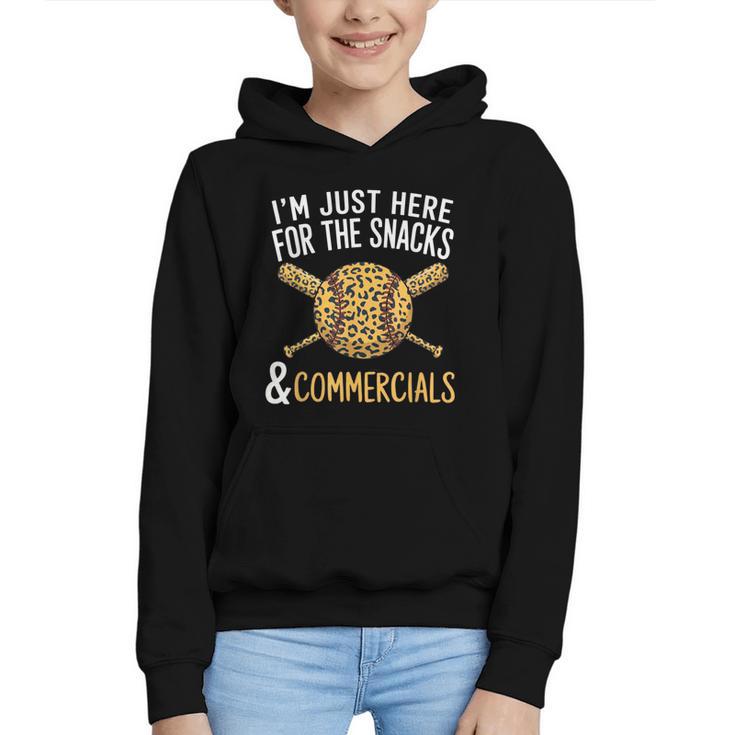 I'm Just Here For The Snacks And Commercials Baseball Graphic Youth Hoodie