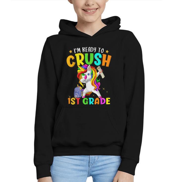 I'm Ready To Crush 1st Grade Dabbing Unicorn Back To School Graphic Youth Hoodie