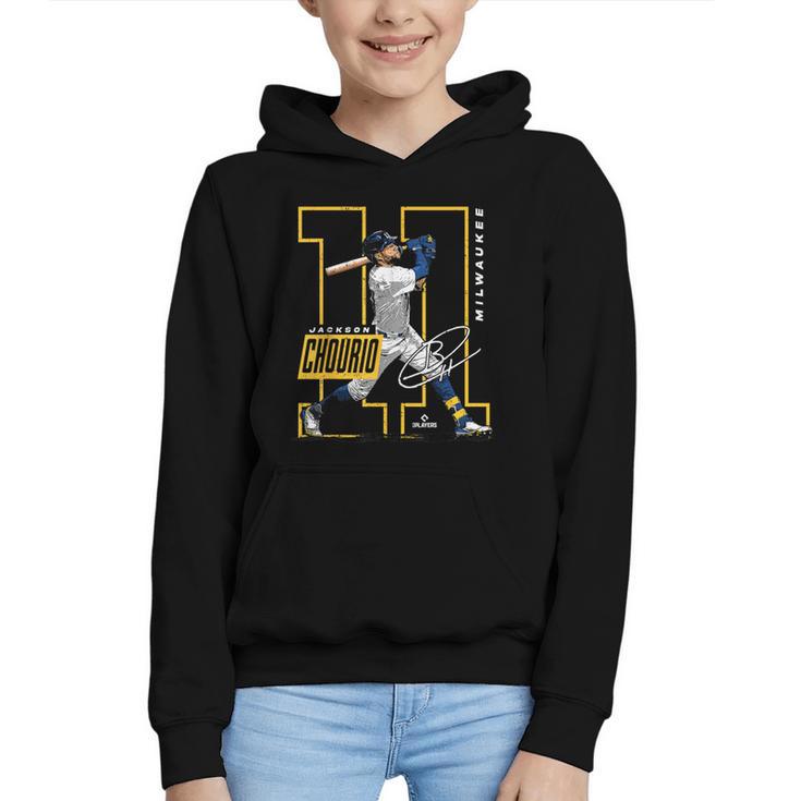 Jackson Chourio Milwaukee MLB Baseball Player MLBJCH202M Graphic Youth Hoodie