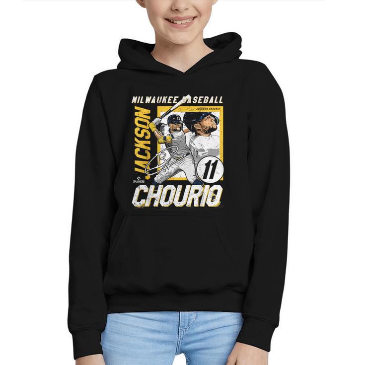 Jackson Chourio Milwaukee MLB Baseball Player MLBJCH203M Graphic Youth Hoodie