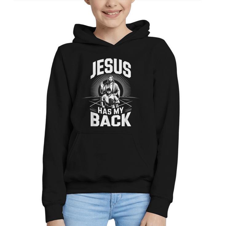 Jesus Has My Back Baseball Faith Motivation Tee Christian Graphic Youth Hoodie