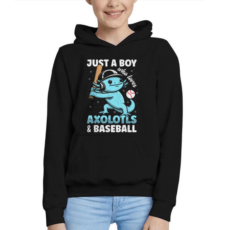 Just A Boy Who Loves Axolotls & Baseball Graphic Youth Hoodie