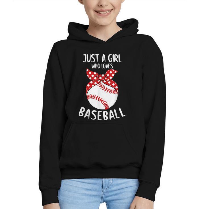 Just A Girl Who Loves Baseball Cute Retro Baseball Lover Graphic Youth Hoodie