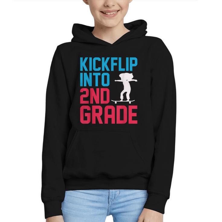 Kickflip Into 2nd Grade Skateboard Lover Back To School Graphic Youth Hoodie