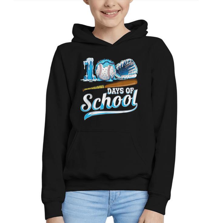 Kid 100 Days Of School Drip Baseball Ice Cream 100th Day Boy Graphic Youth Hoodie