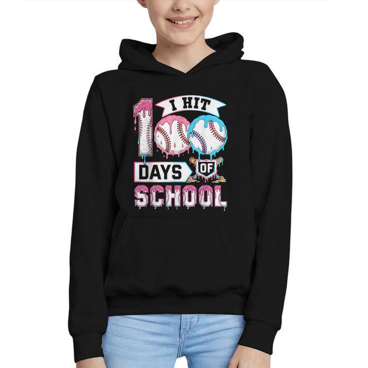 Kids 100 Days Of School Boys 100th Day Baseball Drip Toddler Graphic Youth Hoodie