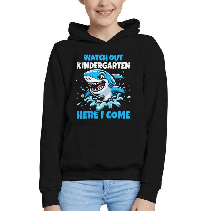 Kids Back To School Watch Out Kindergarten Here I Come Shark Boys Graphic Youth Hoodie