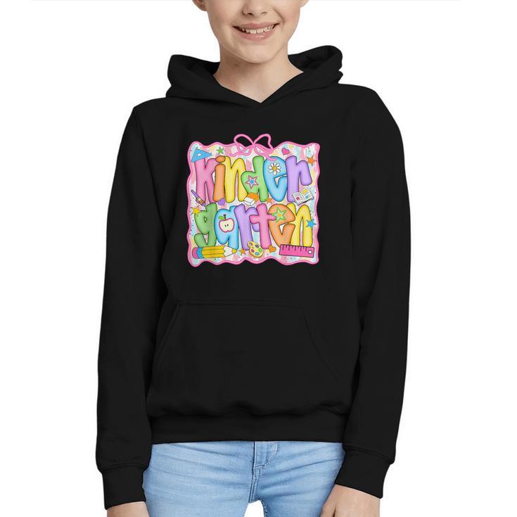 Kindergarten Coquette Bow Back To School Kinder Girl Kids Graphic Youth Hoodie