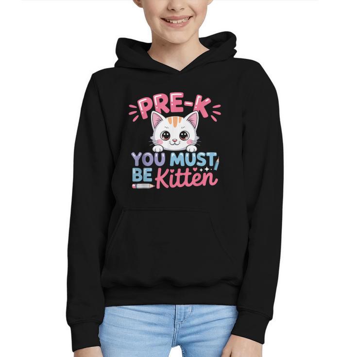 Kitten Back To School Girls Preschool Cat Lover Graphic Youth Hoodie