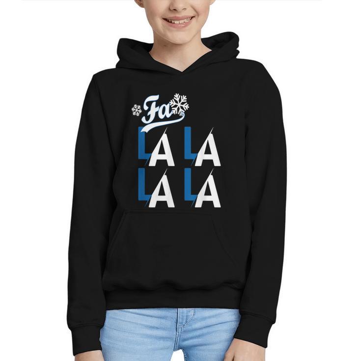 LA Baseball Fan Christmas FA La La Holiday Blue Theme Graphic Youth Hoodie