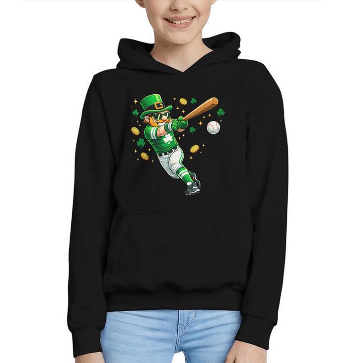 Leprechaun Play Baseball St Patrick's Day Men Kid Boys Graphic Youth Hoodie