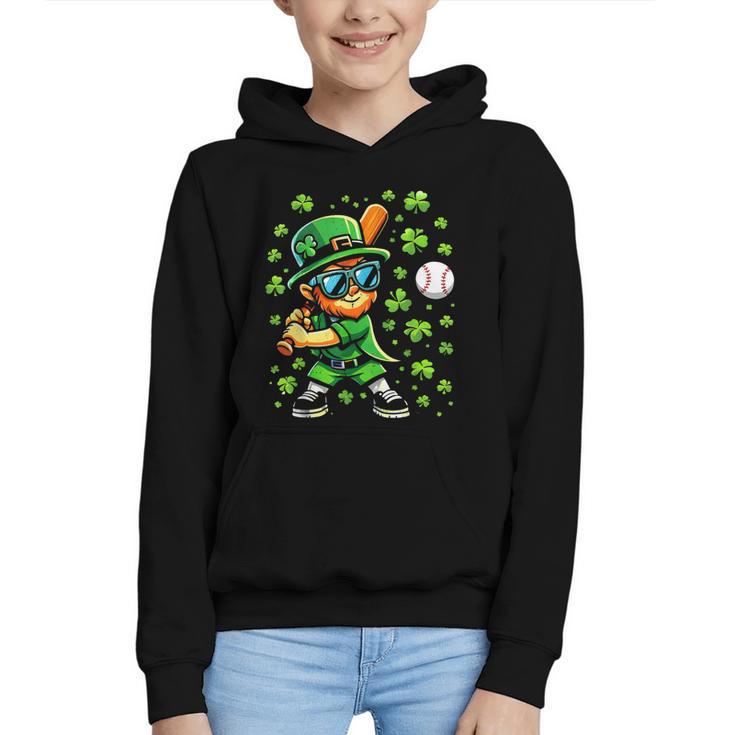 Leprechaun Playing Baseball Happy St Patricks Day Men Boys Graphic Youth Hoodie
