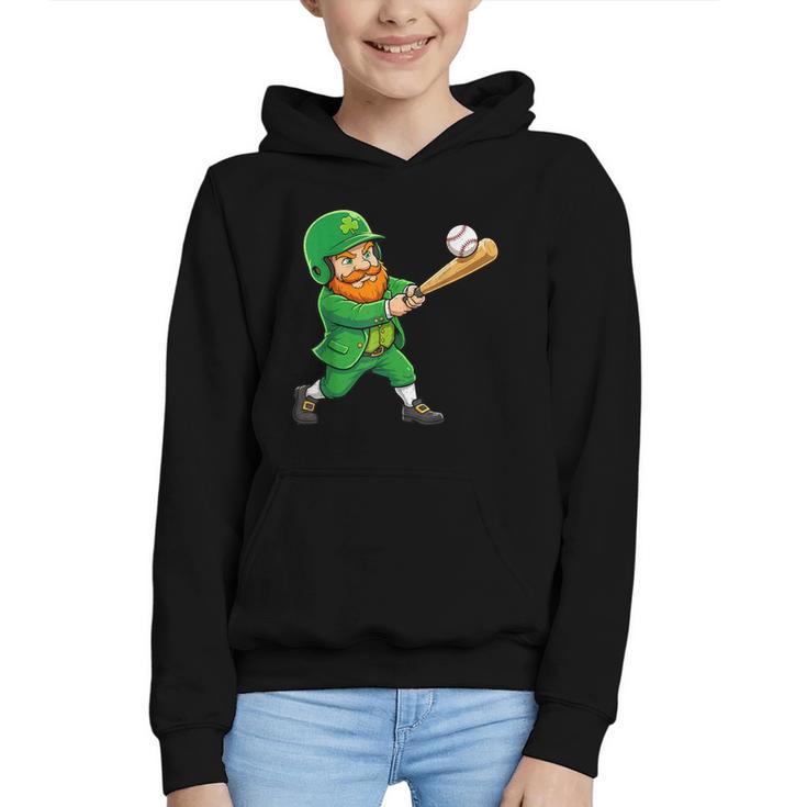 Leprechaun Playing Baseball St Patricks Day Men Boys Kids Graphic Youth Hoodie