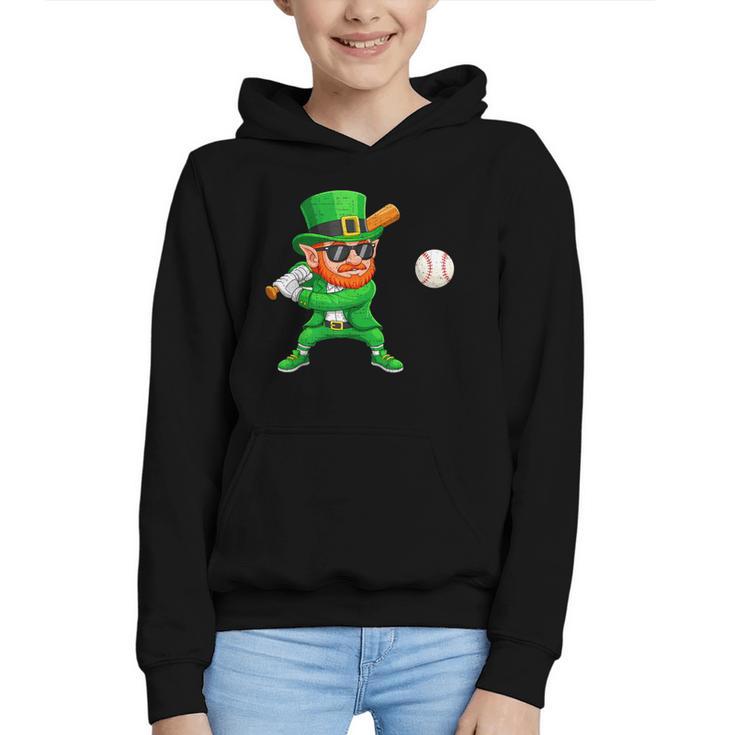 Leprechaun Playing Baseball St Patricks Day Sport Boys Graphic Youth Hoodie