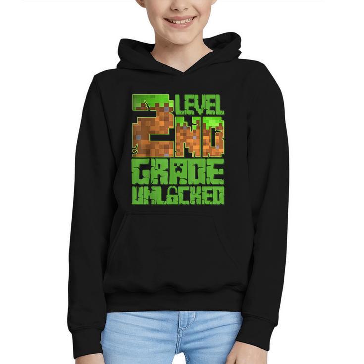 Level 2nd Grade Unlocked Game Pixel Kids Boy Back To School Graphic Youth Hoodie