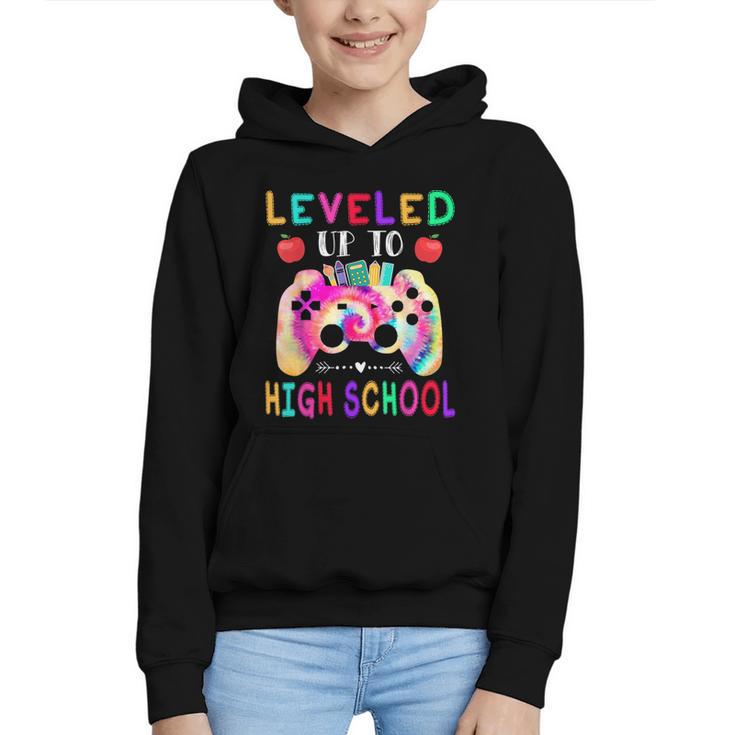 Leveled Up To High School Gaming Fun Back To School Tie Dye Graphic Youth Hoodie