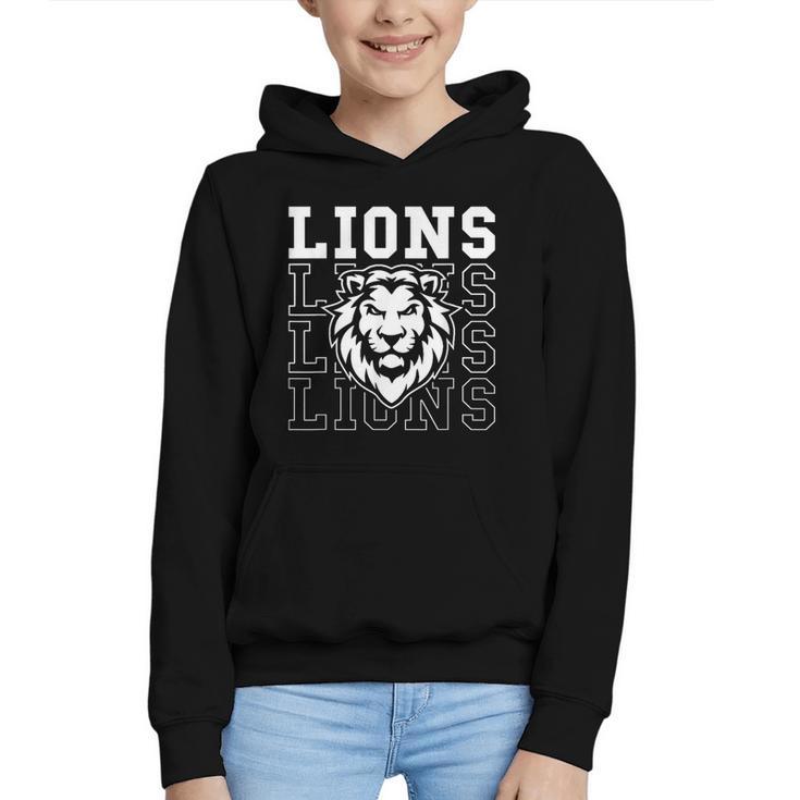 Lions School Spirit Fan Team Back To School Graphic Youth Hoodie