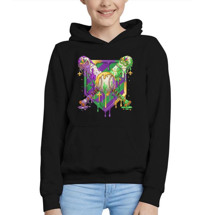 Mardi Gras Ice Cream Drip Baseball Sports For Men Women Kids Graphic Youth Hoodie