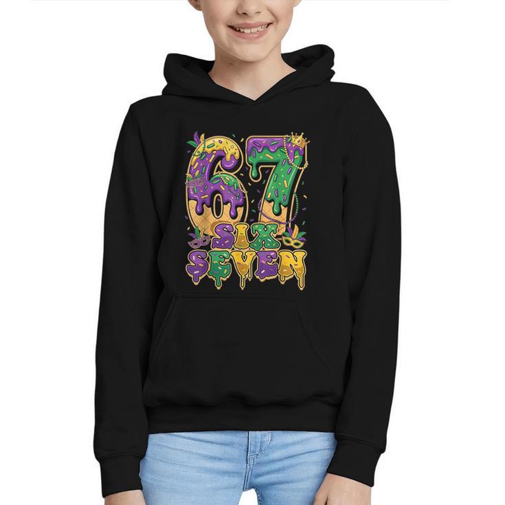 Mardi Gras Six Seven Baseball Drip Number 6 7 Meme Graphic Youth Hoodie