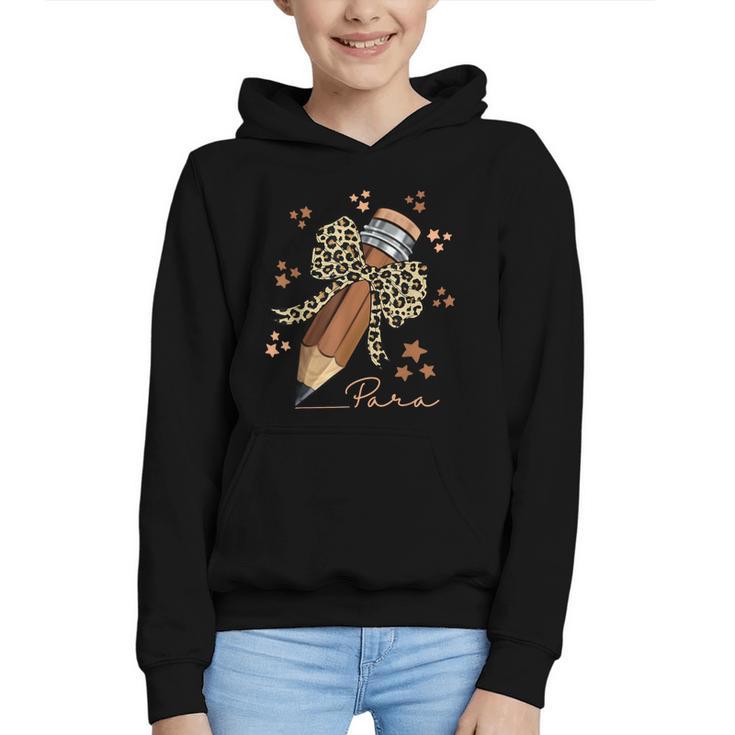 Melanin Pencil Leopard Bow Para Back To School Graphic Youth Hoodie