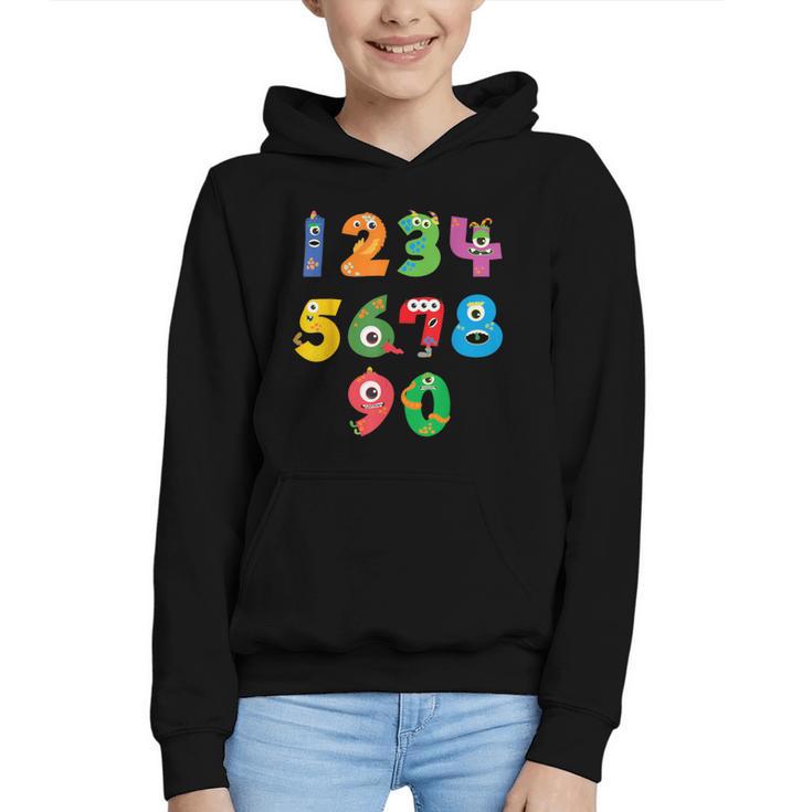 Monster Numbers Learning Cute Numbers 0-9 Back To School Graphic Youth Hoodie