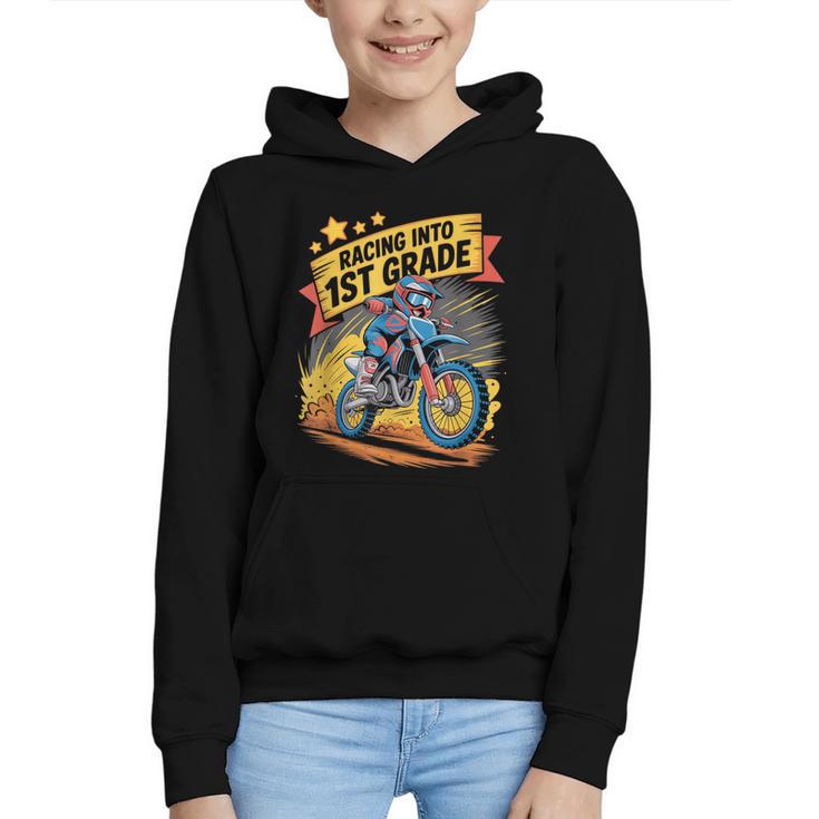 Motocross Dirt Bike Back To School Racing Into 1st Grade Graphic Youth Hoodie
