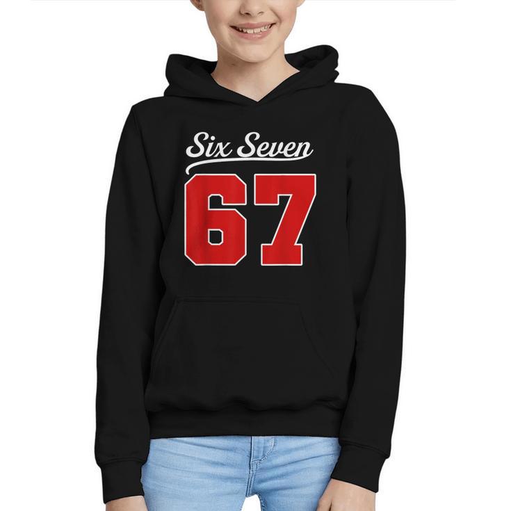 Number 67 Numbered Six Seven Baseball Jersey Style Team 67 Graphic Youth Hoodie