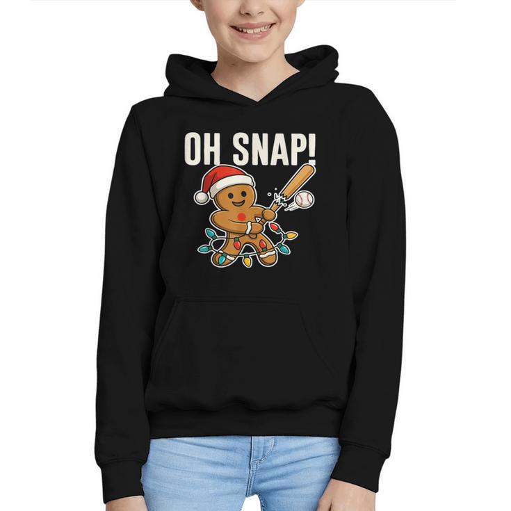 Oh Snap Gingerbreadman Christmas Baseball Humor Graphic Youth Hoodie