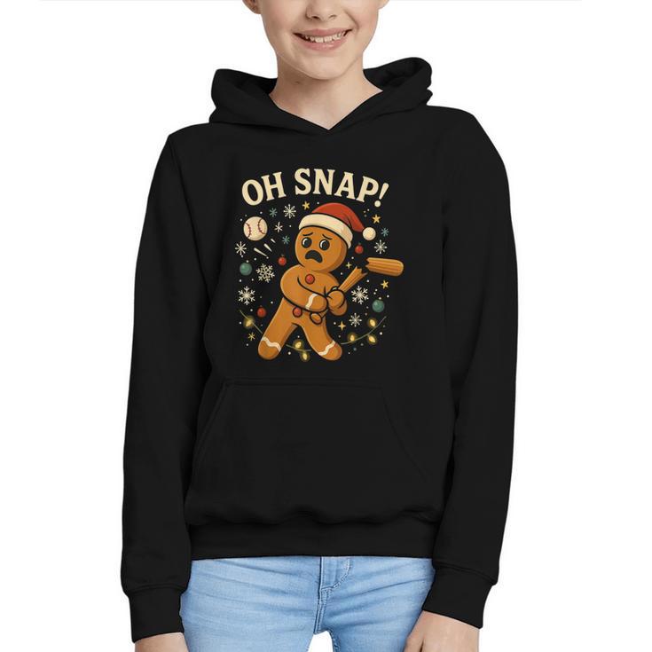 Oh Snap Gingerbreadman Christmas Baseball Graphic Youth Hoodie