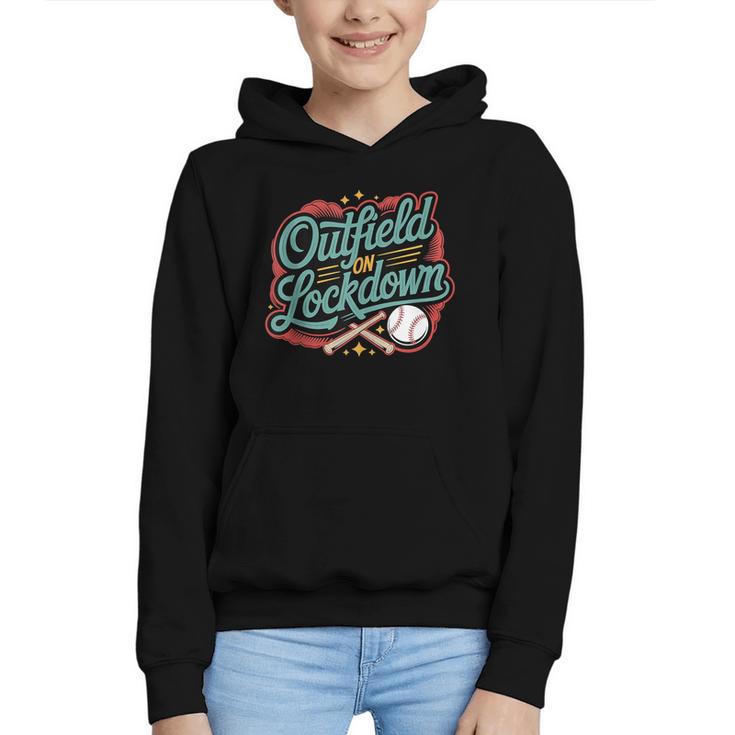 Outfield On Lockdown Baseball Defense Sports Graphic Youth Hoodie