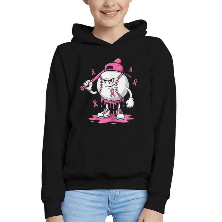 Pink Ribbon Baseball Breast Cancer Awareness Graphic Youth Hoodie