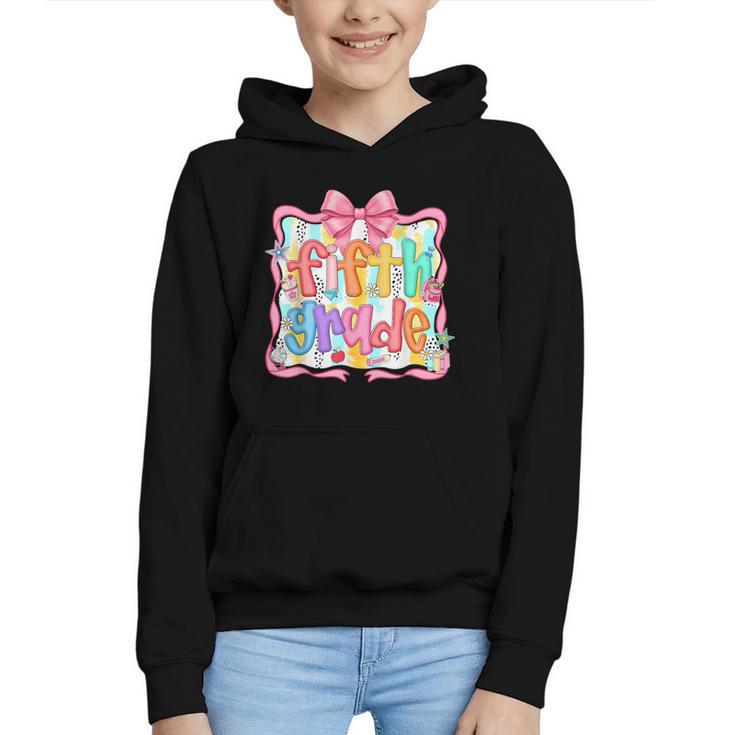 Preppy Back To School Fifth Grade Coquette Bow Women Girl Graphic Youth Hoodie