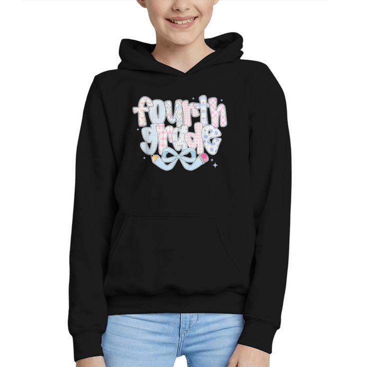 Preppy Fourth Grade Back To School Coquette 4th Grade Graphic Youth Hoodie