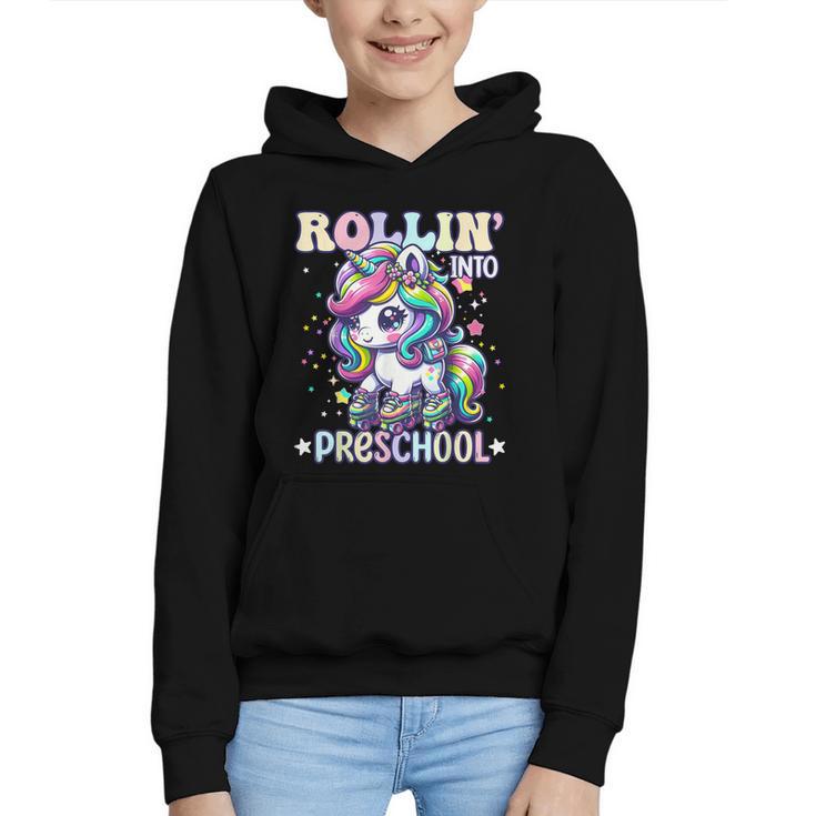 Preschool Back To School First Day Girls PreK Rollin Unicorn Graphic Youth Hoodie