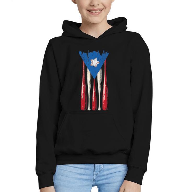 Puerto Rican Baseball Bats Puerto Rico Flag Pride BéIsbol Graphic Youth Hoodie