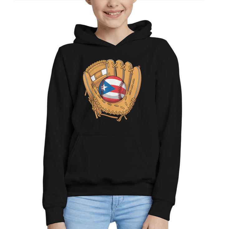 Puerto Rican Flag Baseball Player Boricua Pride Beisbol PR Graphic Youth Hoodie