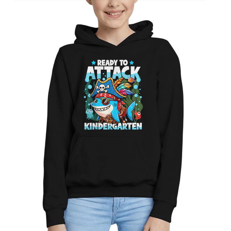 Ready To Attack Kindergarten Pirate Shark Back To School Graphic Youth Hoodie