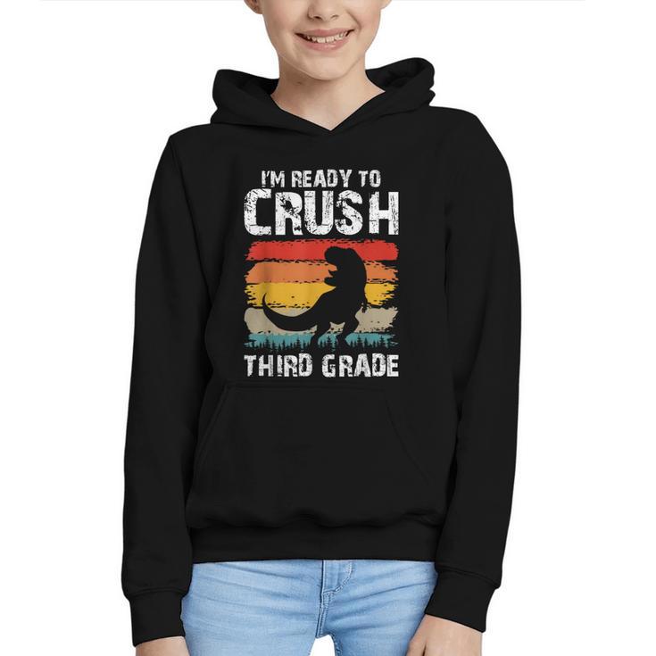 Ready Crush Third 3rd Grade Dinosaur Back To School Boys Graphic Youth Hoodie
