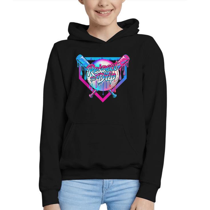 Respect The Drip Baseball Ice Cream For Kids Boys Youth Graphic Youth Hoodie
