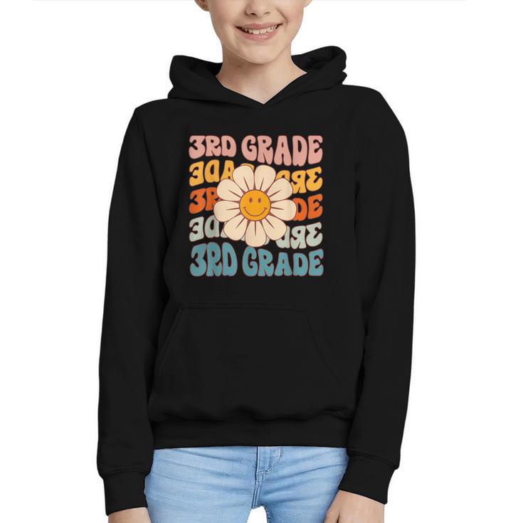 Retro 3rd Grade Daisy Colorful Back To School Third Grade Graphic Youth Hoodie