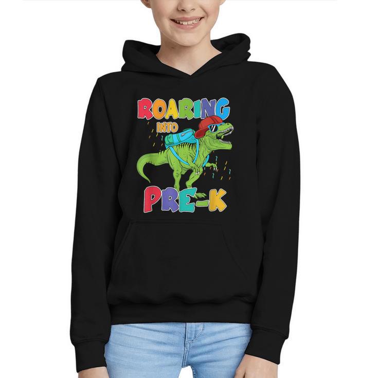 Roaring Into Pre-K Preschool Dinosaur Back To School Graphic Youth Hoodie