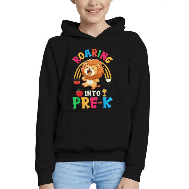 Roaring Into Pre-Kindergarten Lion Pre K Back To School Graphic Youth Hoodie