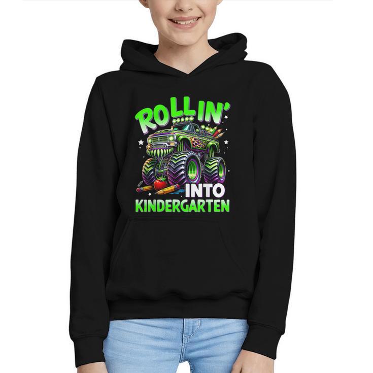 Rollin' Into Kindergarten Monster Truck Back To School Boys Graphic Youth Hoodie