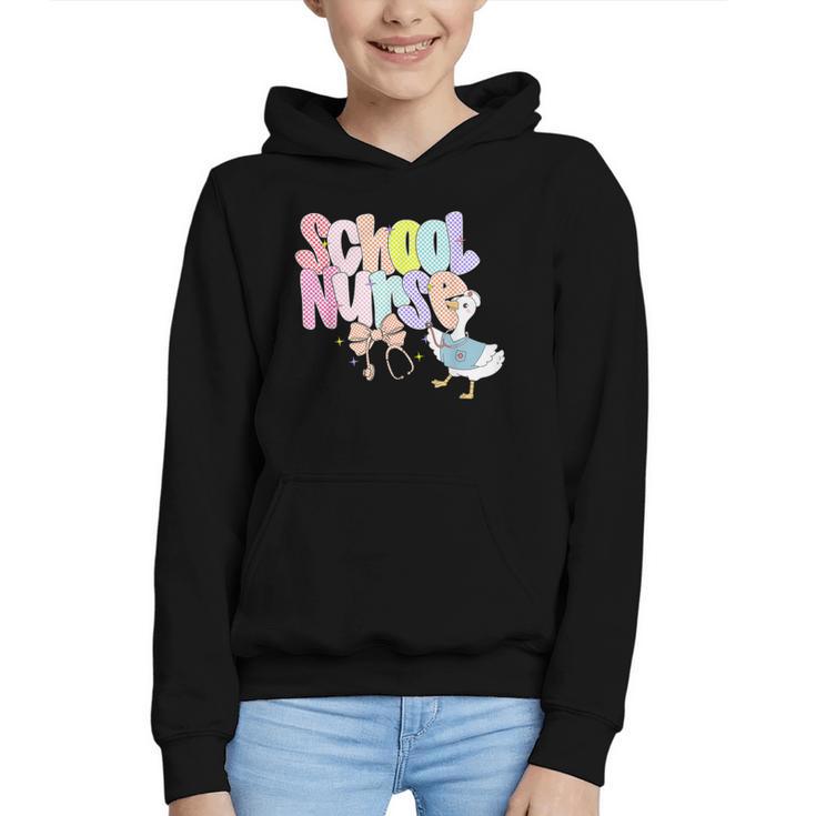 School Nurse Back To School Silly School Nurse Goose Graphic Youth Hoodie