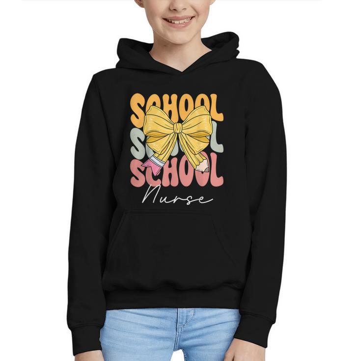 School Nurse Groovy Coquette Bow Cute Back To School Graphic Youth Hoodie