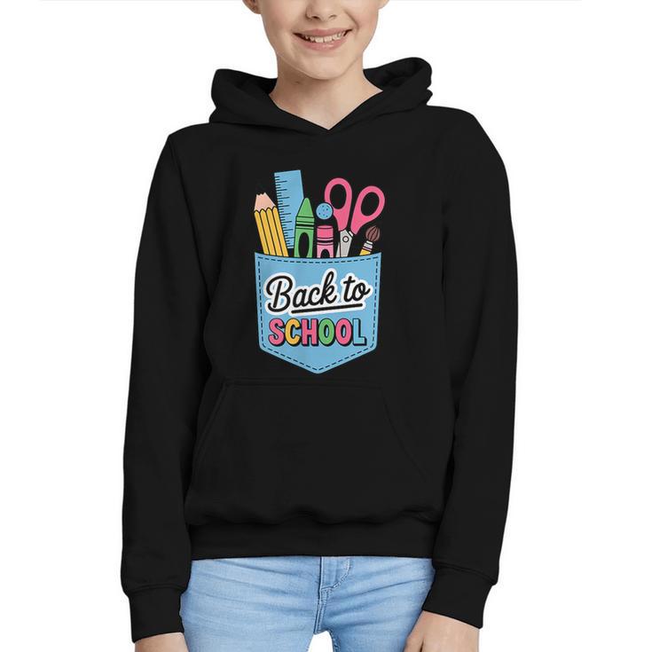 School Supplies In Pocket Back To School Boys Girls Graphic Youth Hoodie